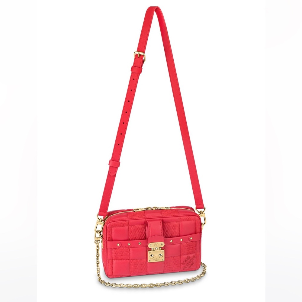 Louis Vuitton TROCA PM Rose Pink Lambskin Damier Quilt Bag Purse AUTHENTIC